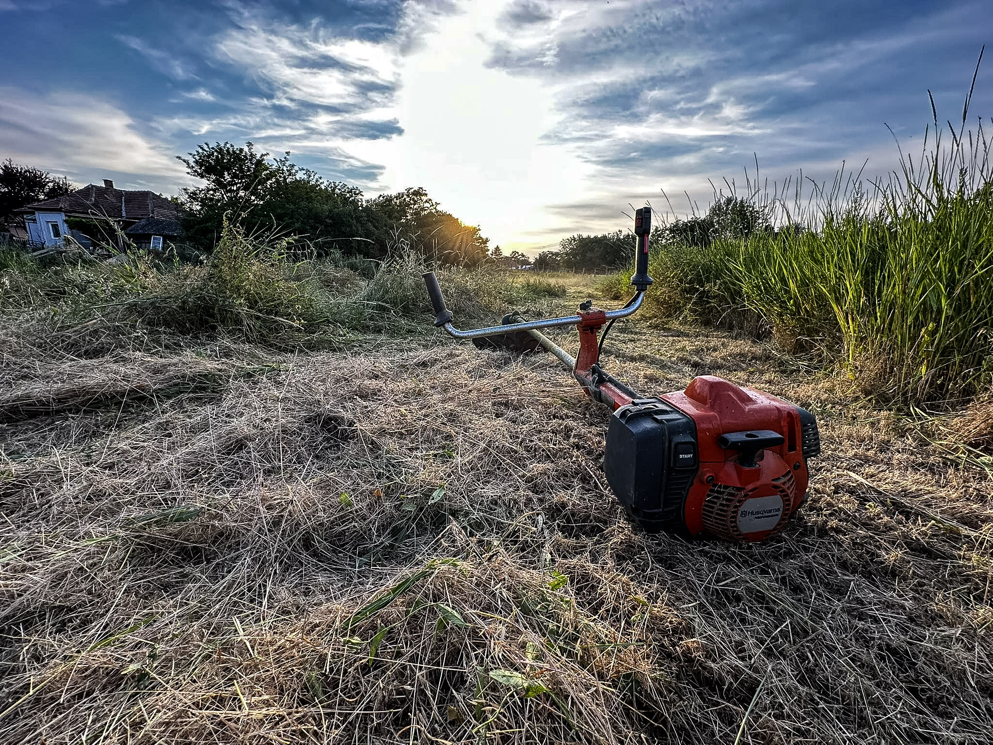 fűkaszálás – kaszagép munka közben Mezőkövesd | Tiszta Zóna
