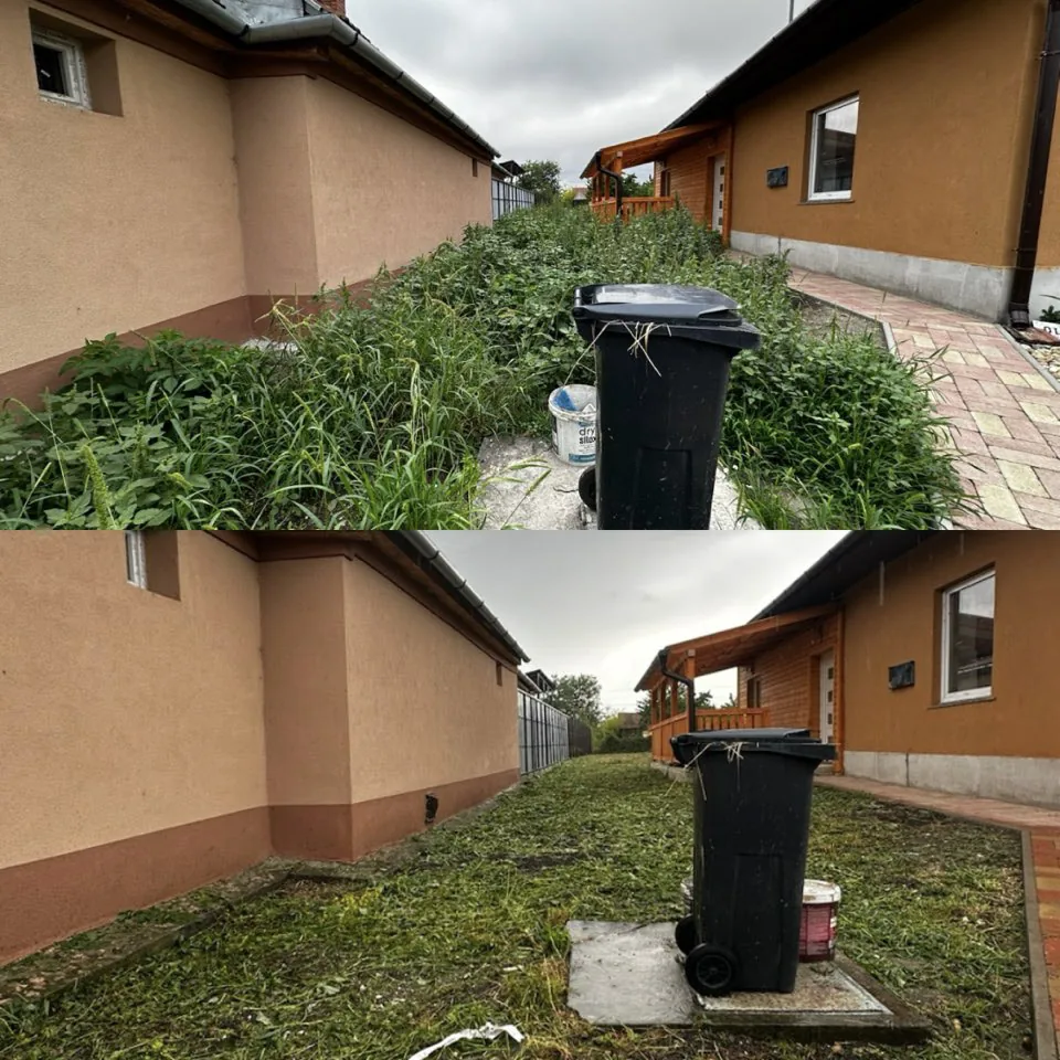 fűnyírás előtte-utána – ház melletti sáv rendezés | Tiszta Zóna