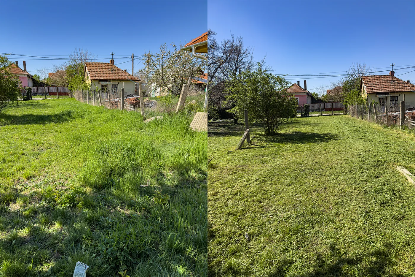 fűnyírás előtte-utána – rendezett kert | Tiszta Zóna
